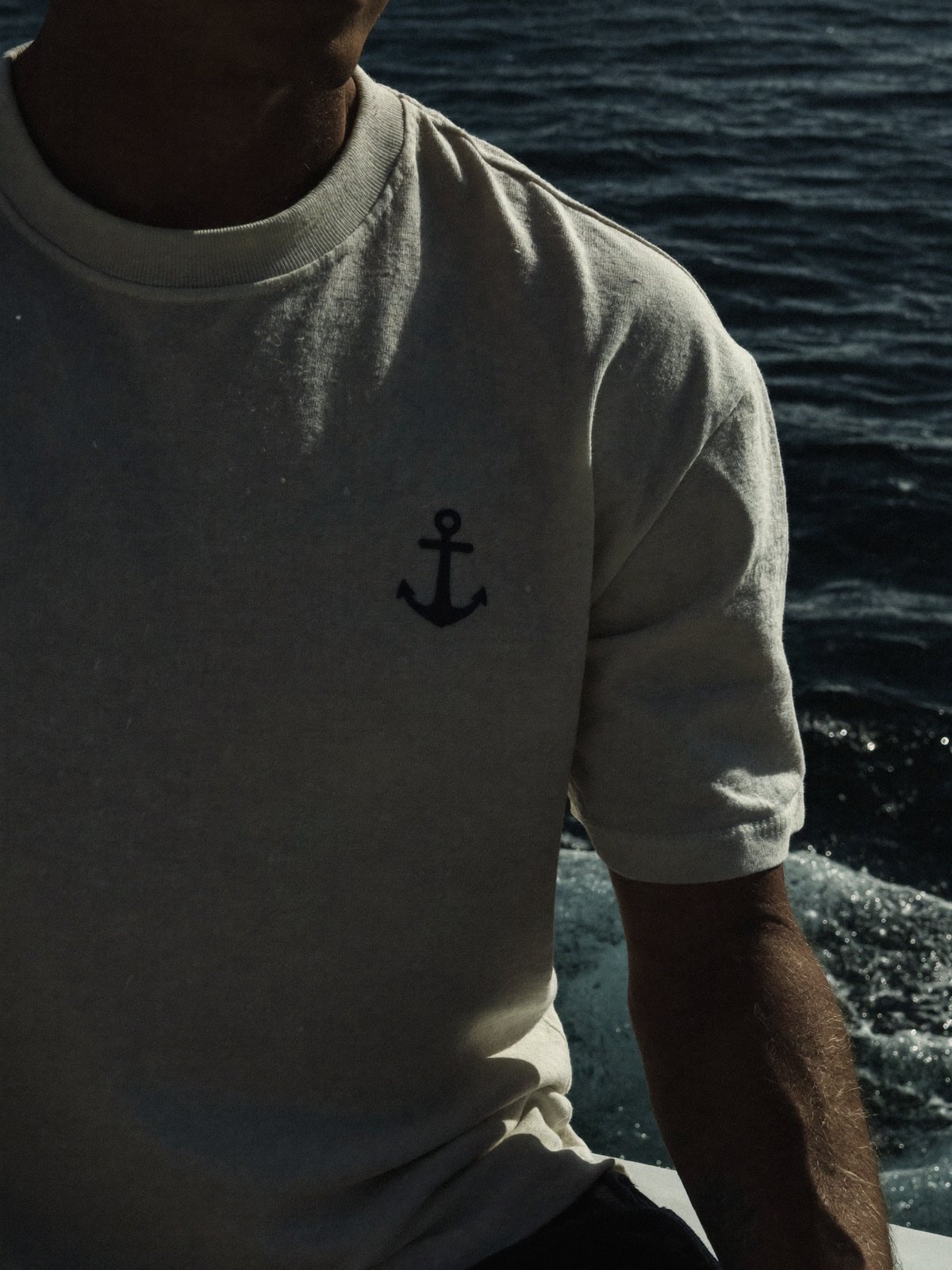 The Anchor Tee, navy anchor on natural cotton